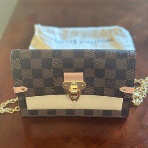 Louis Vuitton N60237 Vavin Chain Wallet - Damier Ebene & creme Leather - NEW !
